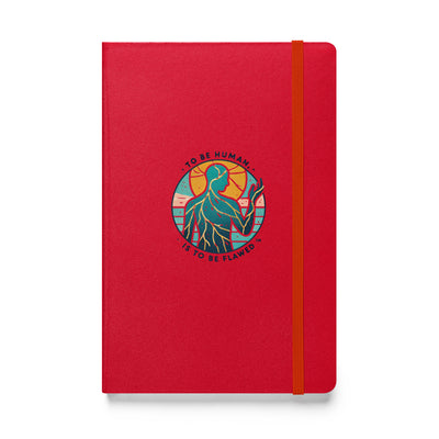 Inspirational notebook with the quote "To Be Human Is to Be Flawed," lined pages, and inner pocket.