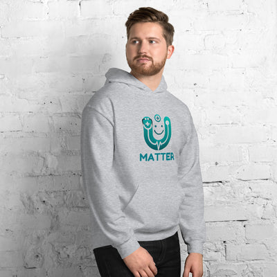 mental health awareness, U Matter hoodie, teal hoodie, self-care apparel, mental health clothing, awareness hoodie, cozy hoodie, motivational hoodie, soft hoodie, supportive fashion, you matter, resilience apparel, self-love hoodie, comfortable hoodie, stylish hoodie, mental health merch